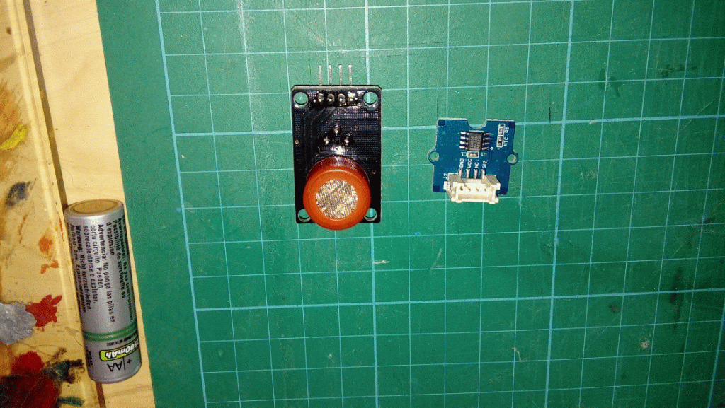 A grove (connector) temp sensor and a gas sensor.